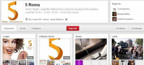 Pagina Pinterest creata per il negozio 5 Roma Cassia - SocialWebMax