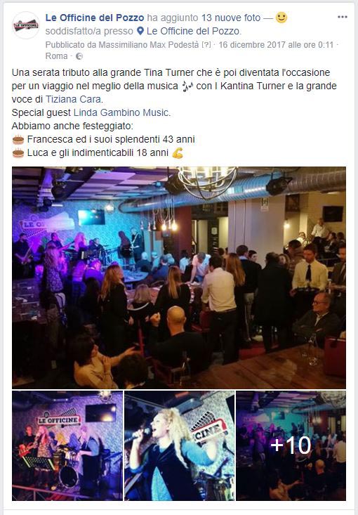 Le Officine del Pozzo Facebook post fine serata - SocialWebMax