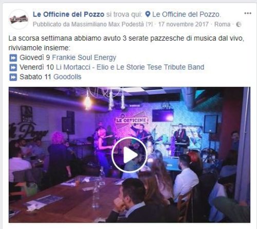 Le Officine del Pozzo Facebook video serate - SocialWebMax